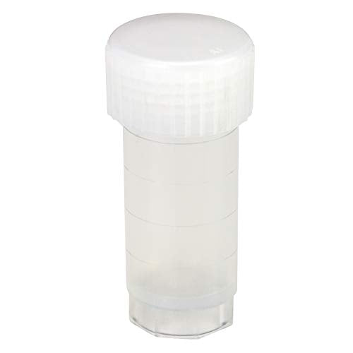 Caplugs Evergreen 240-3005-060 TVIC Series Transport Vials with Caps, 5.0 mL, Molded-in Calibration Lines, Polypropylene, Printing and Label Friendly Exterior, Natural, Bulk, 200 Pack (99192977)