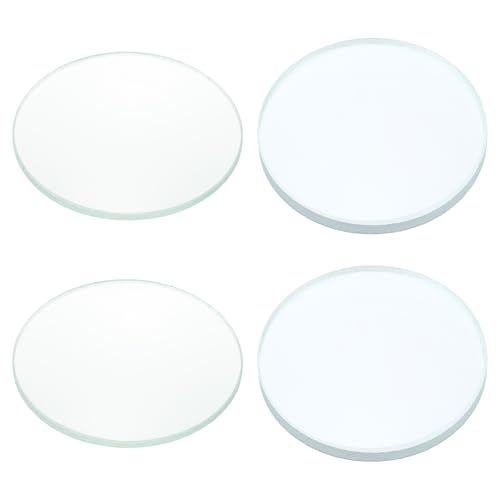 PATIKIL Convex Lens, 200-200mm Focal Length 50mm (1.97") Diameter Round Glass Magnifying Telescope Lens Trial Set Ground Edge for Lab Physics Class Optics, 4 Pcs - size: 200/-200mm FL, 50mm Dia.