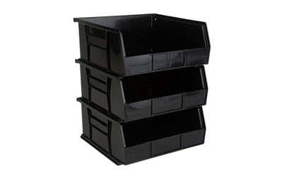 HE HUDSON EXCHANGE 11" x 11" x 5" (3 Pack) Plastic Stackable Storage Bin, Black - color: Black, size: 3 Pack