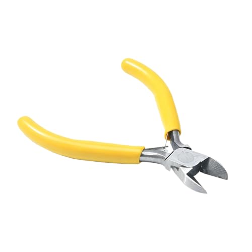 Car Small Wire Cutter, 5 Inch Micro Metal Diagonal Vehicle Flush Cutting Plier Nippers for Electronics, Model Sprue, Mini Auto Wire Zip Tie Clippers Side Cutting Tool, Universal Fit (Yellow) - color: Yellow