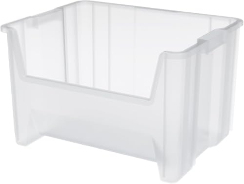 Akro-Mils 13017 Stack-N-Store Heavy Duty Stackable Open Front Plastic Storage Container Bin, (15-Inch x 20-Inch x 12-1/2-Inch), Clear, (3-Pack) - color: Semi-Clear, size: 12.7 Gallons