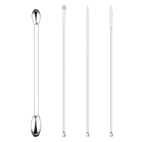 Labasics 4-Piece Lab Spatula and Spoon Set, Stainless Steel, Double-Ended
