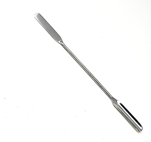 Stainless Steel Double Ended Micro Lab Scoop Spoon Half Rounded & Flat End Spatula Sampler (9 INCH) - size: 9 INCH