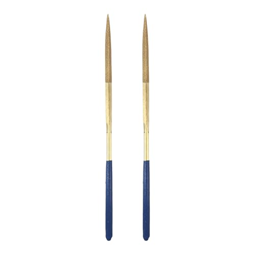 HARFINGTON 2Pcs Diamond File 4x160mm 120Grit Diamond Needle Gold Files - color: Gold, size: 4 x 160mm 120 Grit