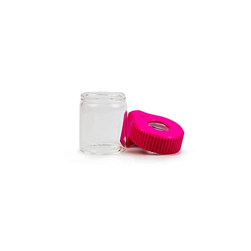 Magnifying Viewing Jar with LED Light, Airtight Transparent Glass Storage Jars, Rechargeable LED Lit Lid Container (Pink) - color: Pink