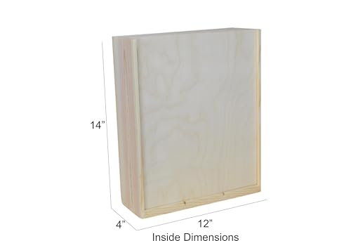 Wooden 3 Bottle Large Slide Top Box, Inside Dimensions 14 x 12 x 4″