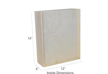 Wooden 3 Bottle Large Slide Top Box, Inside Dimensions 14 x 12 x 4″