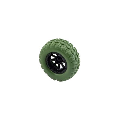 10PCS Toy Wheel Model Car Rubber Tire Wheel with 5PCS Shaft Round Rod Axles for RC Car Truck Robot DIY Model Building Parts (2x33mm Green) - style: 2x33mm Green