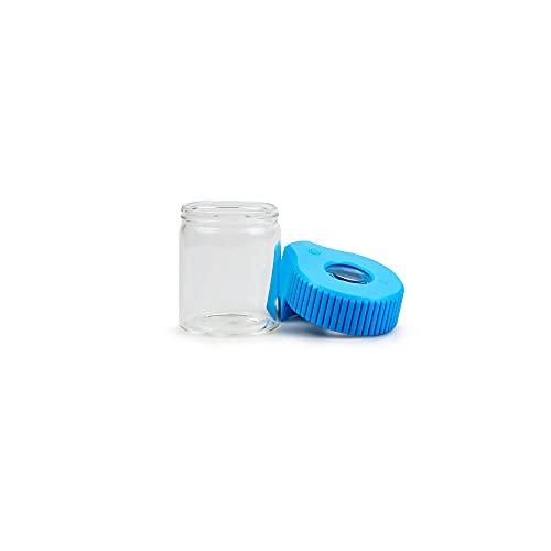 Magnifying Viewing Jar with LED Light, Airtight Transparent Glass Storage Jars, Rechargeable LED Lit Lid Container (Blue) - color: Blue