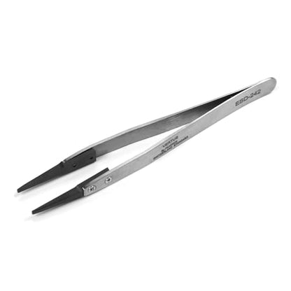 Utoolmart ESD-242 Precision Anti-Static Carbon Fiber Tweezers Stainless Steel Tweezers for Craft Jewelry Electronics - color: 1pcs, size: ESD-242