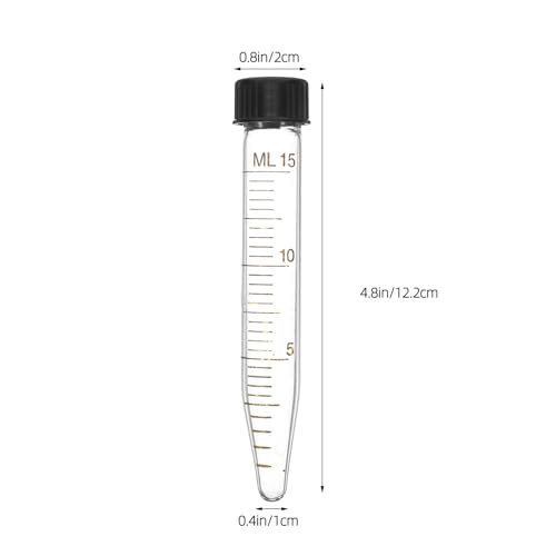 10 Pack 15ml Glass Conical Centrifuge Tubes, Graduated Test Tubes with Leak- Proof Screw Caps - Transparent Laboratory Vials for Sample Storage & Separation Lab Use