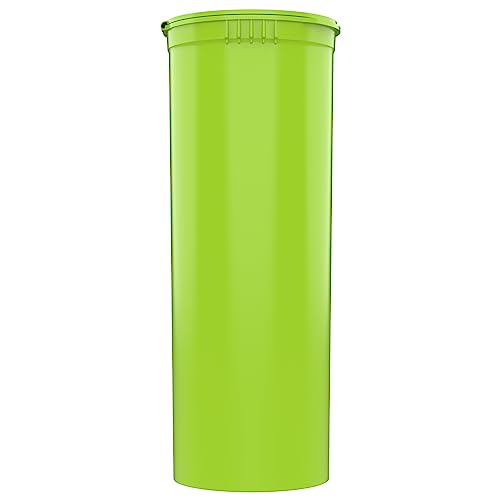 Dragon Chewer 60 Dram CR Plastic Packaging Pop Top Containers - Child Resistant Travel Holder Vial Bottles - 75 qty (Lime Green) - color: Lime Green