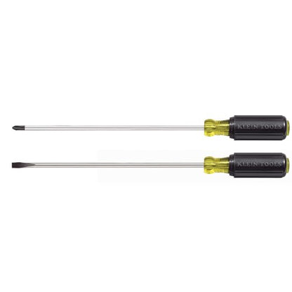 Klein Tools 85072 2-Piece Screwdriver Se, Made in USA, with Long Blade Slotted and Phillips Screwdrivers, Heat Treated Shafts and Cushioned Grips