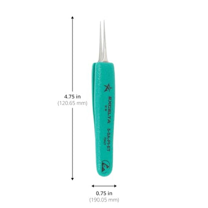 Excelta Precision Tweezer, Straight Tapered Ultra Fine Point - size: Straight Tapered Tips, style: Ergonomic Grip, Anti-Magnetic SS