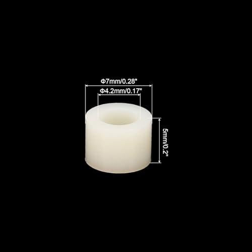 PATIKIL M4 Electrical Outlet ABS Spacers, 120 Pcs 4.2mm ID, 7mm OD, 5mm Length Washer Spacer Assortment Plastic Round Without Threaded,Switch and Receptacle Spacers for M4 Screws - size: 4.2mm ID x 7mm OD x 5mm Length