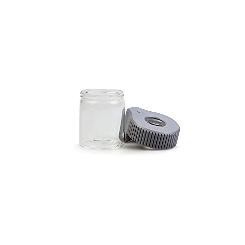 Magnifying Viewing Jar with LED Light, Airtight Transparent Glass Storage Jars, Rechargeable LED Lit Lid Container (Grey) - color: Grey