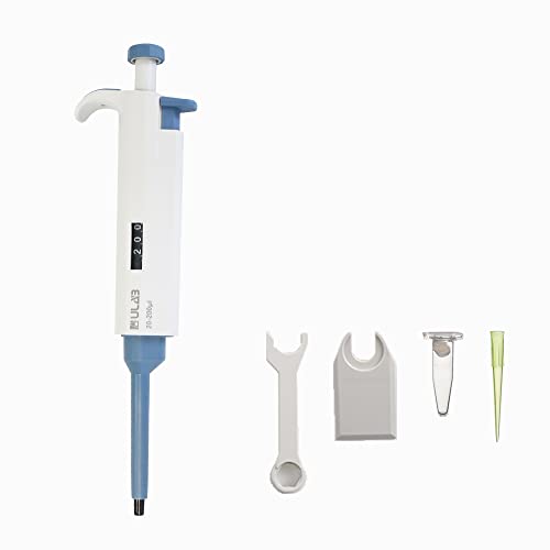 ULAB Single Channel Pipettor with Pipette Tips Offered, 1pc of Adjustable Volume Micro Pipette with Vol.Range.20-200μl, 1000pcs of Vol.200μl Pipette Tips in Yellow Color, ULH1020 - style: 20-200μl & 1000 Tips