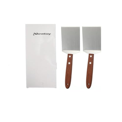 Newtay 2 Pcs Metal Small Spatula Wooden Handle Cookie Baking Scraper Turner