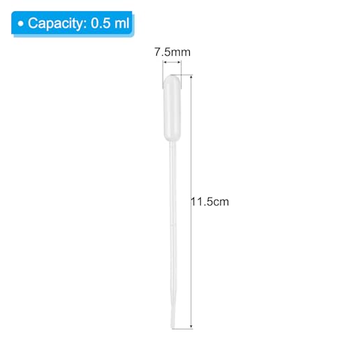 PATIKIL 0.5ml Pipettes Dropper, 60pcs Plastic Pipettes Disposable Pipette Transfer Pipette Calibrated Plastic Eye Dropper for Science Laboratory Resin DIY Crafts Art Makeup Oil - size: 0.5ml