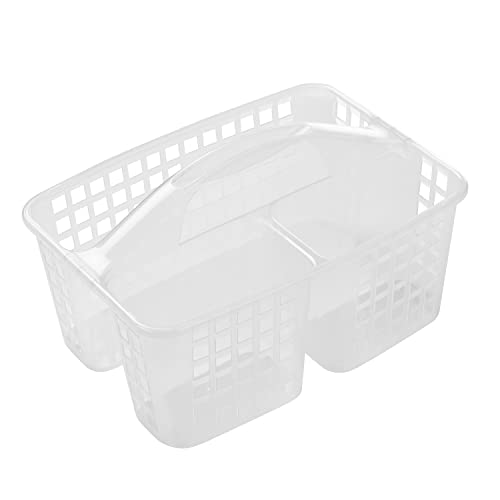 ALINK Plastic Shower Caddy Basket with Compartments, Portable Divided Cleaning Supply Storage Organizer with Handle for College Dorm Bathroom - Clear - color: Clear
