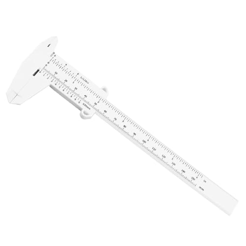 Utoolmart Plastic Vernier Caliper, 150mm Mini Vernier Eyebrow Ruler, Double Scale Plastic Microblading Holder Manual Tool, for Eyebrow Stencil Makeup, Jewelry Measuring, White - color: 1pcs