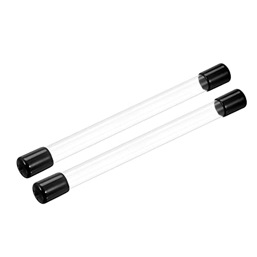 PATIKIL Clear Rigid Tube Round Plastic Tubing with Black Rubber Caps Polycarbonate Water Pipe, 305mm/ 12 Inch Length, 14mmx15mm/0.55"x0.6", 2 Set - color: Black,Clear, size: 0.55"x0.6"