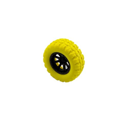 10PCS Toy Wheel Model Car Rubber Tire Wheel with 5PCS Shaft Round Rod Axles for RC Car Truck Robot DIY Model Building Parts (2x33mm Yellow) - style: 2x33mm Yellow