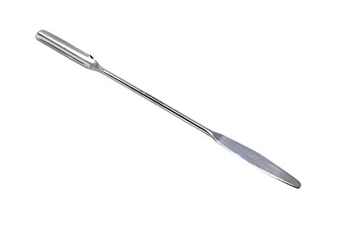Stainless Steel Double Ended Micro Lab Spatula Sampler, Semi Circle Scoop Spoon & Tapered Arrow End (9") - size: 9"