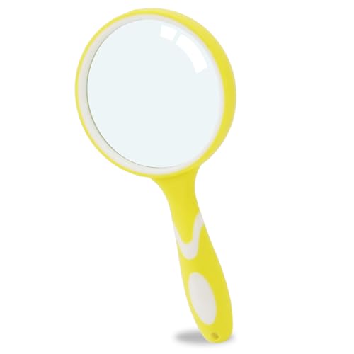 Rongon 10X Handheld Magnifying Glass, 100MM Large Reading Magnifier(Yellow) - color: Yelloe
