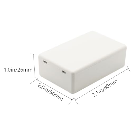 Zulkit 5Pcs Project Boxes ABS Plastic Electrical Project Power Case Small Junction Box White 3.15 x 1.97 x 1.02 inch (80 x 50 x 26 mm) - color: 5 PCS, size: 3.15" x 1.97" x 1.02"