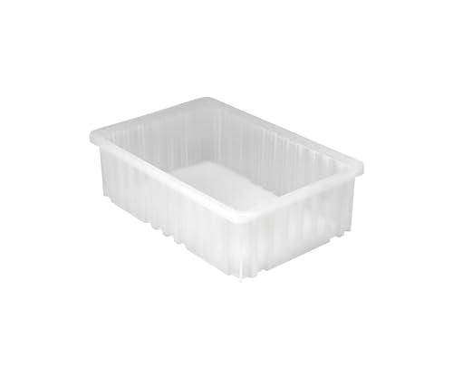 Quantum QFS-DG92050CL Dividable Grid Heavy Duty Parts Bin, 16-1/2" x 10-7/8" x 5", Compartment Organizer, Plastic Hardware Storage Container, Pack of 12 - color: Clear