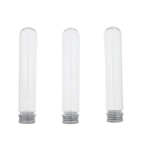 Pokinge 80ml Plastic Test Tube clear Refillable Bottle Transparent Candy Containers Storage Tube Bath Salts Vial Cosmetic Bottle with Aluminum Caps (10 pcs)(silver)
