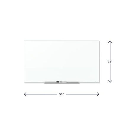 Quartet Dry Erase Board, 50" x 28" Glass Magnetic Whiteboard, Wide Format, Horizontal White Board, InvisaMount, White (G5028IMW) - size: 50"W x 28"H