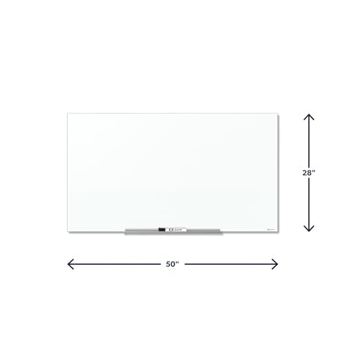 Quartet Dry Erase Board, 50" x 28" Glass Magnetic Whiteboard, Wide Format, Horizontal White Board, InvisaMount, White (G5028IMW) - size: 50"W x 28"H