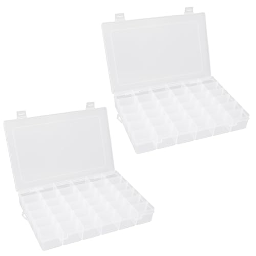 OALCQ 36 Grids 2 Pcs Bead Organizer and Storage Tackle Box for Rock Collection, Washi Tape, Small Items - Plastic Container - size: 36 grids 2 pcs