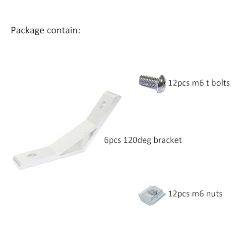 6Pcs 1010 120 Degree Angle Bracket 1" x 1" 10 Series Aluminum Extrusion 60deg Joint Connector Brace for Slot 60° Corner Joiner 120deg 1 Inch Extruded Aluminium Profile - style: 6 sets 120deg bracket with m6
