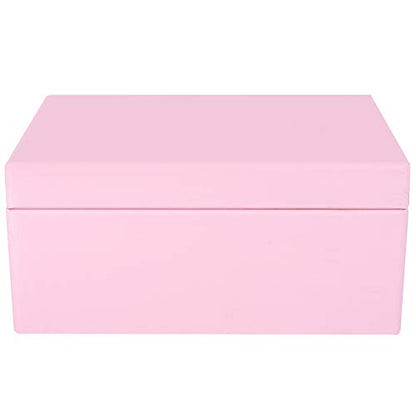 Creative Deco Large Pink Wooden Box Storage with Hinged Lid - color: Pink, size: L | Handles