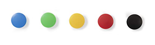 High Powered Magnets for Glass Dry-Erase Boards, Set of 5 Assortment of Colors - color: Mixed