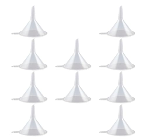Small Funnel, 2inch Clear Plastic Mini Funnels for Science Lab Bottle Filling Liquid, Essential Oils, Perfume(10 Pack)