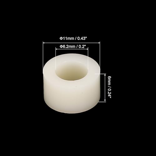 PATIKIL M6 Round Spacer Washer Set, 120 Pcs ABS Plastic Spacer Washer 6.2mm ID, 11mm OD, 6mm Length for M6 Screws - size: 6.2mm ID x 11mm OD x 6mm Length