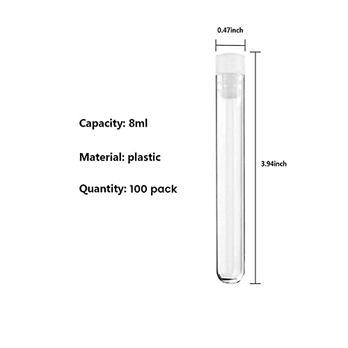 Joyclub 100pcs 12x100mm Clear Plastic Test Tubes with Caps for Scientific Experiments, Halloween, Christamas, Scientific Themed Kids Birthday Party Supplies, Decorate The House, Candy Storage - style: Modern