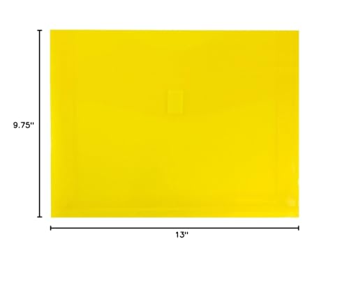 JAM PAPER Plastic Expansion Envelopes with Hook & Loop Closure - Letter Booklet - 9 3/4 x 13 with 2 Inch Expansion - Yellow - 12/Pack - color: Yellow, size: 2" Expansion