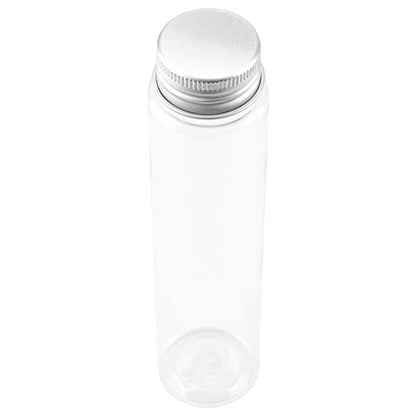 40 PCS 110ml Clear Plastic Test Tubes with Screw Caps, 140 x 32mm Flat Test Tubes, Plastic Storage Tubes for Bath Salt and Candy Storage, Science Party Favors