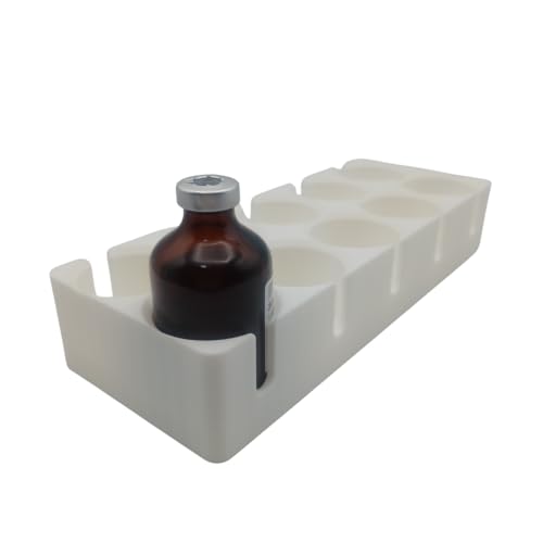 50 mL VialGrid Stackable Vial Holder – 10-Slot Tray for 50 mL / 1.7" Vials, Compatible with 30 mL VialGrid, Space-Saving Pharmacy & IV Clinic Organizer, Durable White Plastic