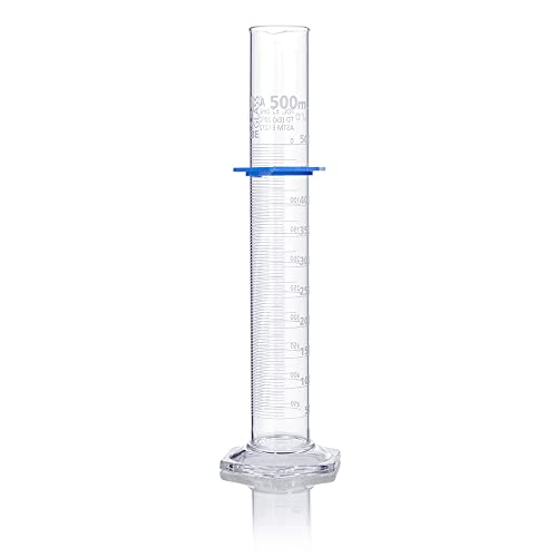 Graduated Cylinder, Globe Glass, 500mL, Class A, to Deliver (TD), Dual Grads, 3.3 Borosilicate Glass, ASTM E1272, 1/Box - size: 500 mL