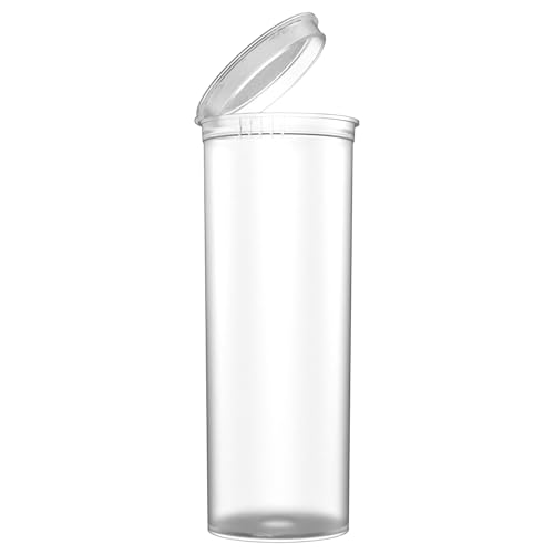 Dragon Chewer 60 Dram CR Plastic Packaging Pop Top Containers - Child Resistant Travel Holder Vial Bottles - 75 qty (Clear) - color: Clear