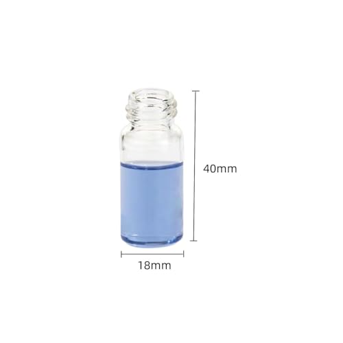 5ML Clear Glass Sample Vial, Liquid Sampling Sample Glass Bottle, Borosilicate Storage Glass Vial,18 * 40mm, Black 15-425 Polypropylene Screw Cap with PE Liners, Pack of 100 - size: 5ML