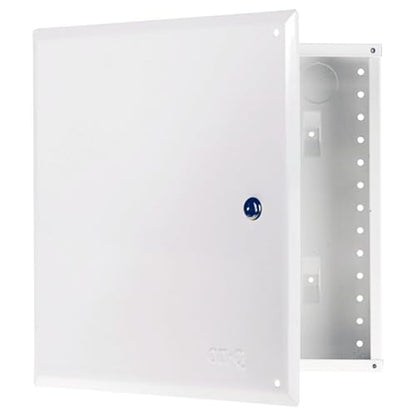 Legrand - OnQ 14 Inch Structured Wiring Enclosure with Hinged Door, Large Wire Openings & Extra Knockouts - Glossy White, EN1450 - size: 14 inch