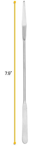 EISCO 10PK Semi-Micro Spatulas, 7.9" - Stainless Steel, Polished - Dual Blade, Rounded End & Tapered End