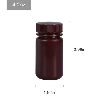 4.2 oz Wide Mouth Lab Reagent Bottle, Sealed Leak-proof Amber HDPE Container, Pill & Water Sample Bottle (2 Pcs) - color: Brown, size: 4.2oz(125ml)